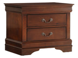 Classic Louis Philippe Style Brown Cherry Finish 1pc Nightstand of 2x Drawers Traditional Design B01155850