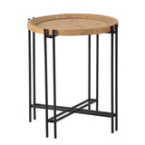 21.5" x 24" Round Side Table With Wood Top, End Table for Living Room Bedroom W2078P144748
