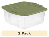 (2 pack) EZ Carry 70 Quart Large Storage Bin, Clear Plastic Storage Container with 50195586