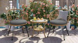U_STYLE Outdoor Leisure Set, 2 Rattan Single Chairs with A Glass Round Table, Perfectly Suited for N711P256422E