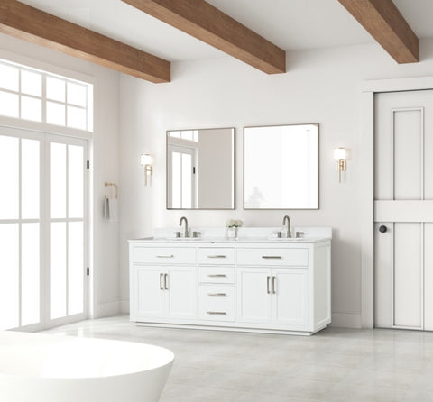 ZUN 80" Bathroom Vanity with Double Sink, Freestanding Modern Bathroom Vanity with Soft-Close Cabinet W2316P151231