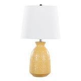 Claudia 20" Contemporary Ceramic Accent Lamp in Misted Yellow Ceramic, Polished Nickel Accents and B202P224015