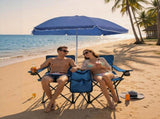 Portable Double Folding Beach Chair Set with Umbrella, 2-Person Outdoor Camping Chair with Cup 67251703