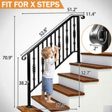 Matte Black Outdoor 4 Level Iron Handrail 05779125