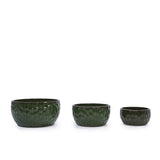 3 Pieces Ceramic Flowerpot, Modern Planter for Patio, Garden or Windowsills - Antique Green W3273P321525