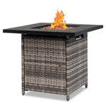 ZUN 28-Inch Fire Table,50000 BTU Gas Firepit with Volcanic Stone Black 53574282