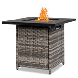 ZUN 28-Inch Fire Table,50000 BTU Gas Firepit with Volcanic Stone Black 53574282