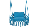 Navy Boho Macrame Hanging Swing Chair with 2 Padded Cushions, 330LBS Capacity Hammock Chair for 31600482