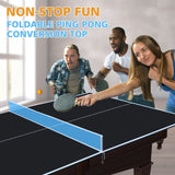 8ft Black Mid-Size Ping Pong Conversion Top Foldable & Portable Table Tennis Table Top for Indoor 24561419