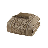 6 Piece Jacquard Comforter Set with Throw Pillows-Full/Queen B035P280388