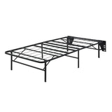 ZUN Black Metal Platform Foldable Bed Frame Twin Size, Toolless High Profile Design B011P197729