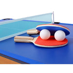 ZUN 5-in-1 Multi-Game Table - Billiards, Push Hockey, Foosball, Ping Pong, and Basketball brown /blue W465P164156