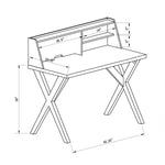 ZUN Crosshatch Leg Writing Desk with USB/Power Outlet in Distressed Grey B107130895