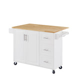Kitchen Island with Drop Leaf Countertop, Rolling Kitchen Island Cart , Barn Door Kitchen Island W1820P195005