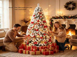 6 FT Snow Flocked Artificial Christmas Tree with 600 Branch Tips, Hinged PVC Xmas Tree Foldable 87635381