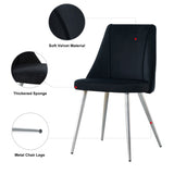 Modern simple velvet black dining chair home bedroom stool back dressing chair student desk chair W210115307