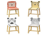 5 Piece Kiddy Table and Chair Set , Kids Wood Table with 4 Chairs Set Cartoon Animals 14281906