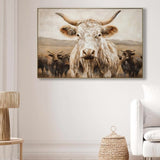 White Highland Cow Canvas Wall Art - Modern Minimalist Animal Art Print for Living Room Bedroom W3374P322232