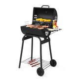 ZUN Charcoal Grills Outdoor BBQ Grill, Barrel Charcoal Grill with Side Table and Wheels, for Outdoor 49876379