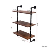 Industrial Pipe Shelf 3 Tier and 2 Tier Wall Mounted Shelves 36in Wood Display Shelves, and 3 W331P279737