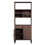 ZUN 75.9"Modern Open Bookshelf with Doors, Bookcase with Storage drawer and LED Strip Lights,Free 20340850