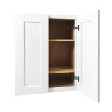 White Solid Wood Double Door Wall Cabinet 2 Doors and 2 Shelves for Kitchen Bathroom T2950P366457