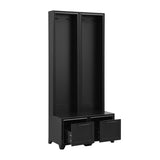 ON-TREND Elegant Free Standing Hall Tree Set of 2, Multifunctional 3-IN-1 Entryway Coat Rack with N721P249242B