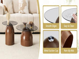 Nesting Coffee Table Set of 2, Glass Desktop for Living Room, Space Circle Center Table for W2920P535067