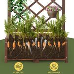 ZUN Wood Planter Raised Garden Bed with Trellis, 67 Inch Height Outdoor Garden Flower Standing Planter 45093764