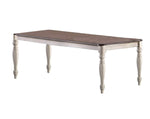 ZUN Transitional Style 1pc Table w 2x Leaves Antique White Finish Oak Top Rectangle Table Kitchen B011P222503