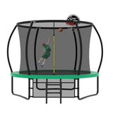 ZUN 10FT Pumpkin Trampoline, Outdoor Trampoline with Basketball Hoop, Enclosure Net and Ladder W1163P148156