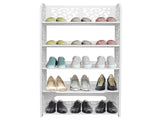 Wood-plastic Board Five Tiers Carved Shoe Rack White A 52666556