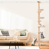 9' Adjustable Height Floor-to-Ceiling Cat Tree, Multi-Level Cat Vertical Cat Condo, Cat Climbing W2181P156876