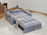 Corduroy Pull-Out Sleeper Chair With Pillow, Brushed Stainless Steel Cup Holder, Phone Stand & Usb 63924354