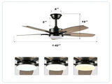 42" 5PCS Plywood Blades Ceiling Fan with Lights Remote Control,Quiet DC Motor Ceiling Fans 6 Speed W3596P462053