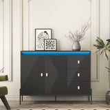 ZUN Buffets & Sideboards, Fluted Sideboard Cabinet, 2 Door 3 Drawer Design, with Led Lights,Acceent W1321P204628