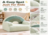 Kids Armchair Toddler Reading Sofa, Full Compression, Teddy Velvet Cute Rainbow Pattern Kids Sofa 08781934