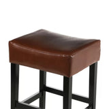 Set of 2, 26.75" Backless Leather Counter Height Barstool, Brown 74492.00HZLNT