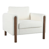 Oversized Accent Chair, Upholstered Living Room Chairs Single Sofa Chair with Walnut Legs, Curved N765P189679W