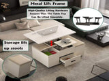 Modern Lift-Up Coffee Table with 4 Stools Set for Living Room Expandable 1 Hidden Storage 2 65601144