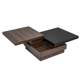 ZUN U-Can Rotatable Top Coffee Table, Modern Square Coffee Table with Wood Grain N724P195145B