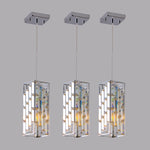 ZUN Modern Crystal Pendant Light - 3 Pack, Adjustable Hanging Ceiling Lamp with Crystal Prism Design for W1340P208477