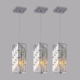 ZUN Modern Crystal Pendant Light - 3 Pack, Adjustable Hanging Ceiling Lamp with Crystal Prism Design for W1340P208477