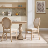 French Country Dining Chairs Set of 2, Upholstered Chairs with Round Back, Wire drawing and carving W3426P324205