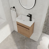 ZUN 18'' Floating Wall-Mounted Bathroom Vanity with White Resin Sink & Soft-Close Cabinet Door W99936260