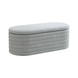 Storage Chenille Ottoman Bench Upholstered Fabric Storage Bench End of Bed Stool with Safety Hinge W2336P251244