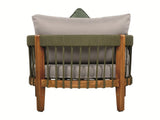 Acacia Wood Outdoor Club Chair with Handwoven Rope Accents & Curved Backrest - Water-Resistant Boho N767P265743E