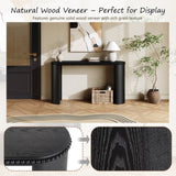 Mirod Vintage Console Table with Beaded Trim and Reversible Curved Legs, Natural Wood Veneer Finish N760P286010B