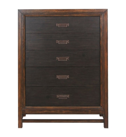 ZUN Five-Drawer Chest, No Assembly Required, Two-Tone Finish B108P163826