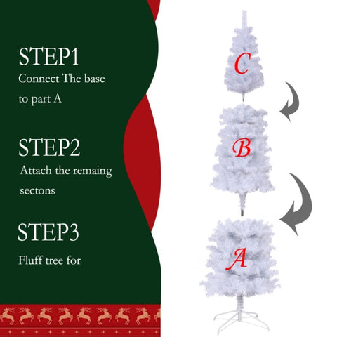 ZUN 7.5FT White Slim Artificial Christmas Tree Includes Foldable Metal Stand 03440975